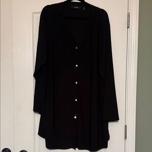 Dennis Basso Black Long Button-Up Tunic